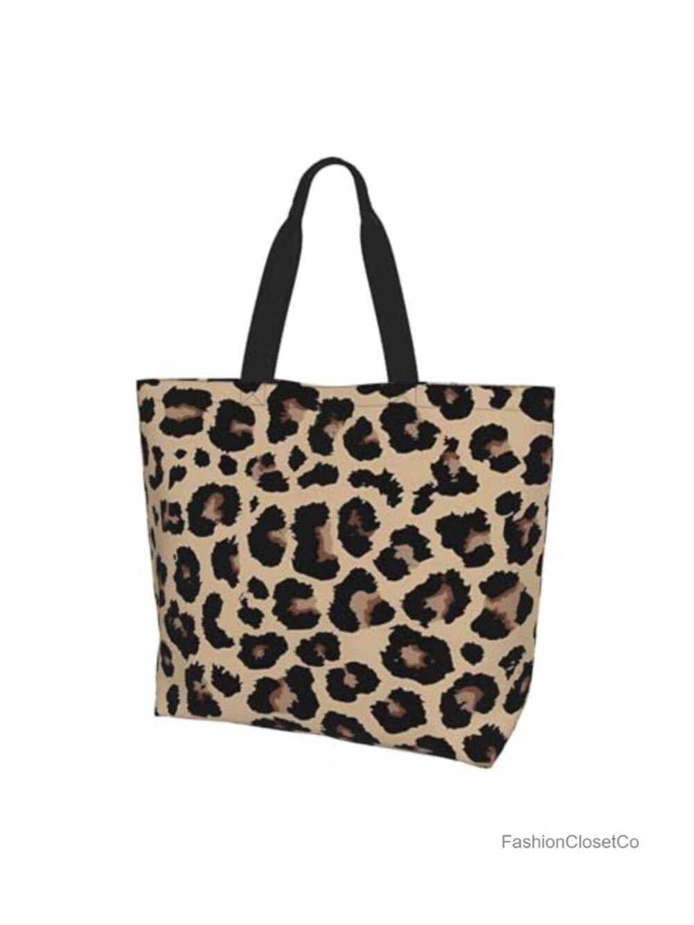 Large Leopard Print Tote Bag with Zipper, Microfiber Travel Handbag